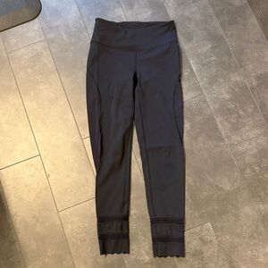 Free People Movement, Black Leggings with Lace and scalloped trim